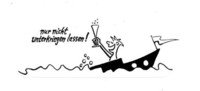 Cartoons von Peter Baldus Ein Cartoon von einem Mann auf einem Boot der einen Sekt trinkt.