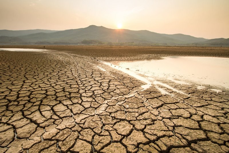 Desertifikation einer Landschaft.