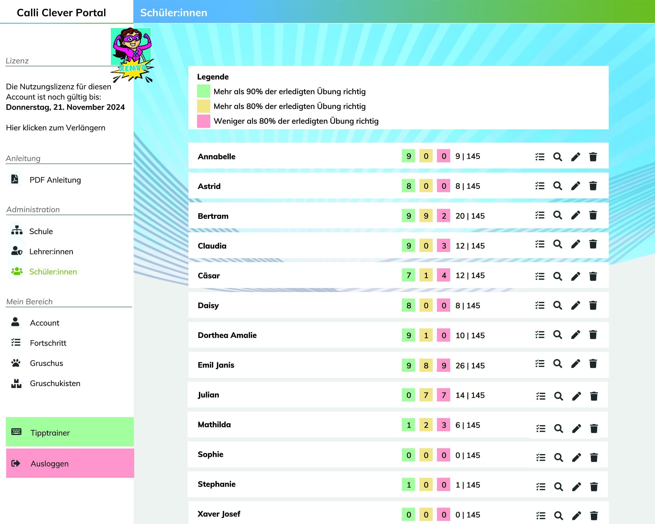 Tippen lernen mit Calli Clever: Tipptrainer für Kinder Lehrkräftebereich Calli Clever
