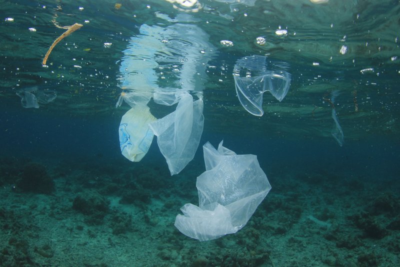 Plastik schwimmt im Meer.