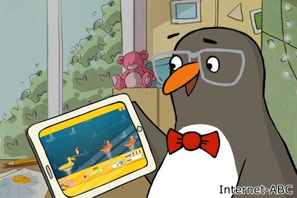 Pinguin Eddie mit Tablet