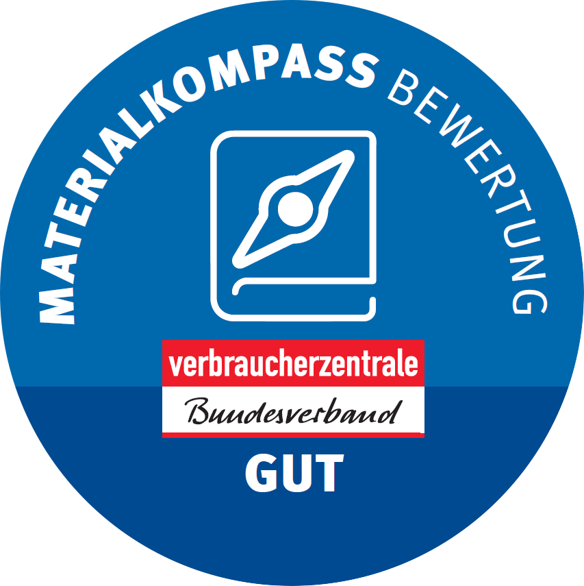 Qualitätssiegel Materialkompass Bewertung gut