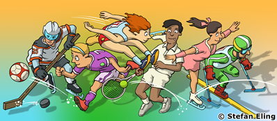 Kinder üben verschiedene Sportarten aus